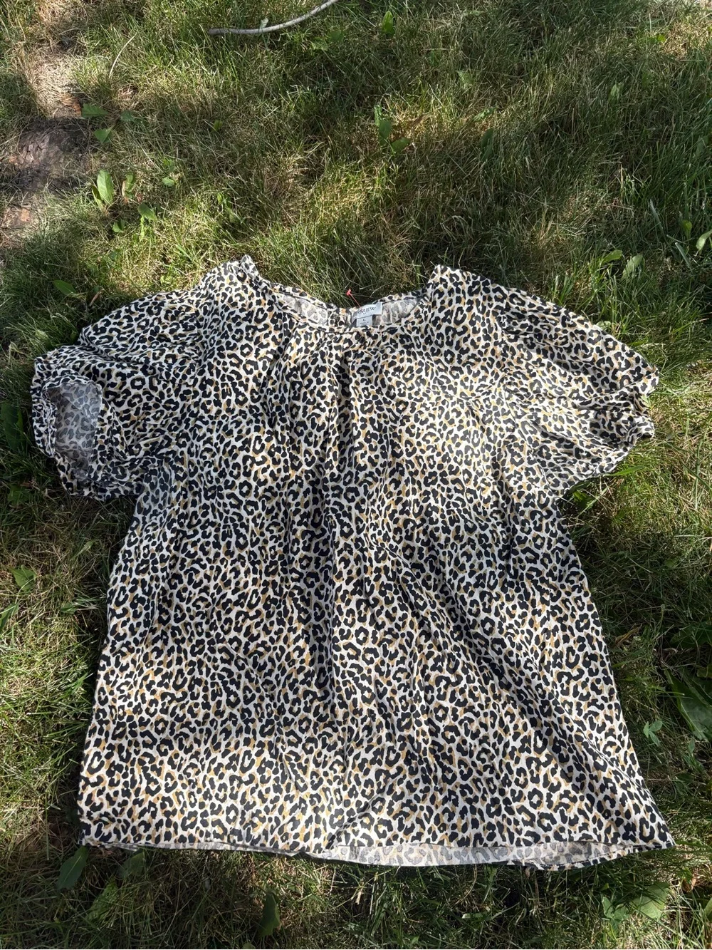 J. Crew Leopard Print Puff Sleeve Blouse in Tan and Black Large
